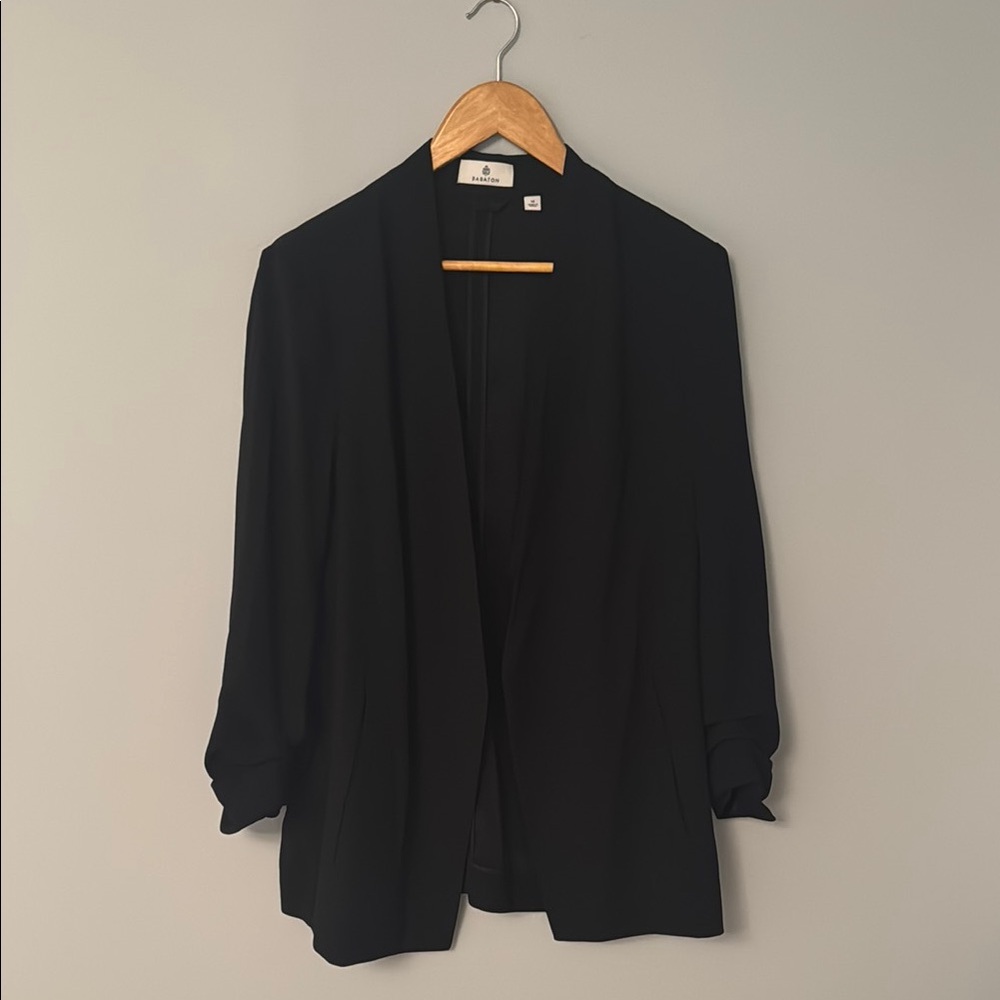 Babaton Black Open-Front Draped Blazer